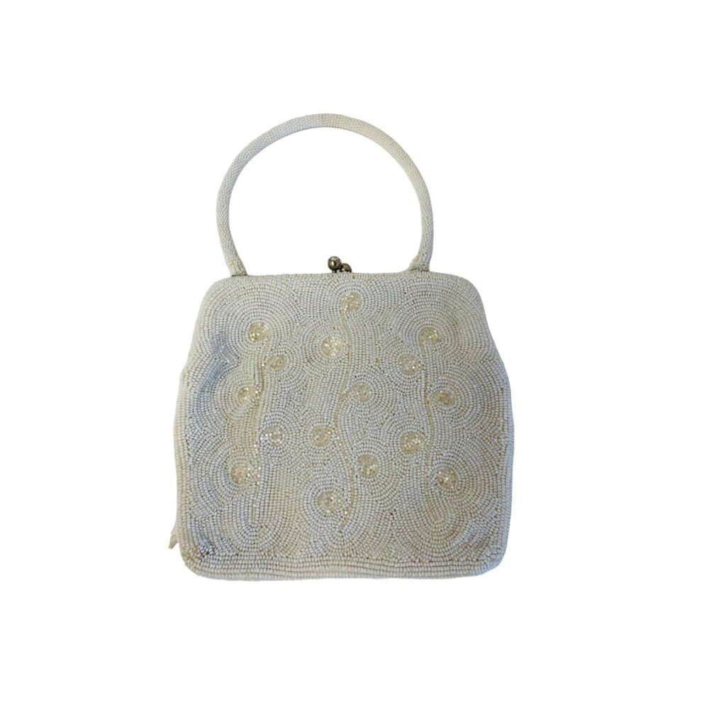 Vintage Beaded Handbag BDelill Handmade In Japan White‎ Bead Embellished Evening